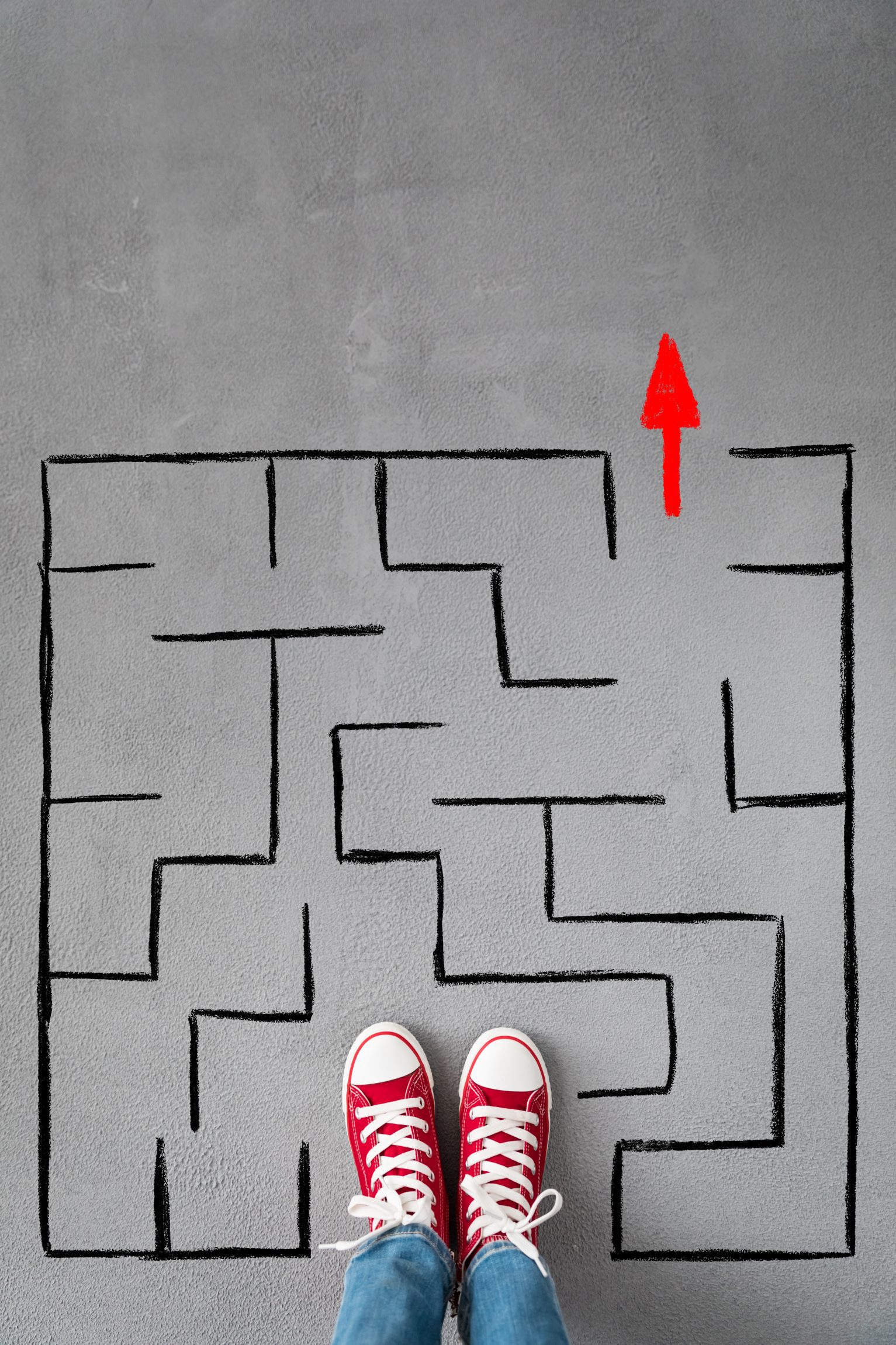 maze with one blocked path and one clear exit